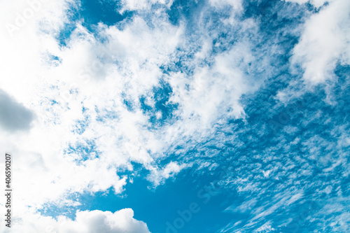 Blue sky with fluffy white clouds