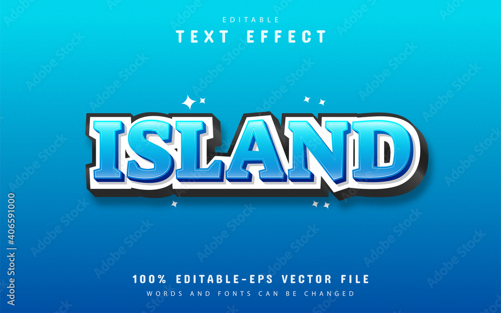 Island text, 3d blue gradient style text effect