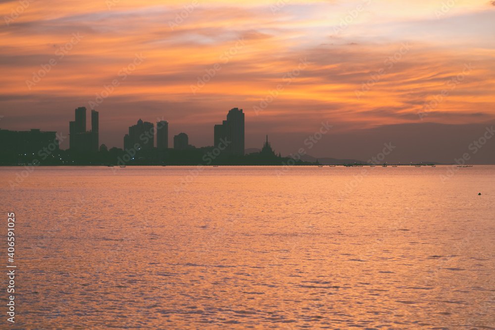 Sea sky beach with nature sunset