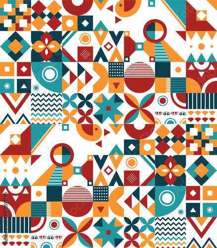 Vector geometric minimalistic artwork poster with simple geometrical shapes. Abstract vector pattern design for web banner, presentation, branding, print, poster, flyer, card