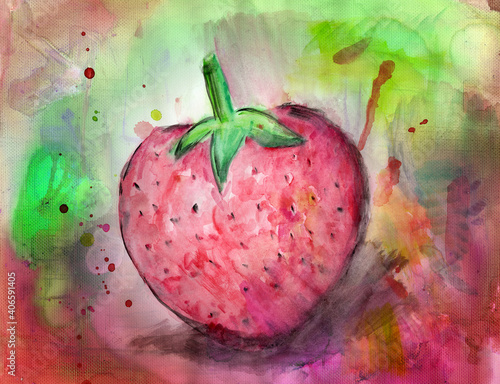 Foto Strawberry Fruit Colorful Abstract Painting
