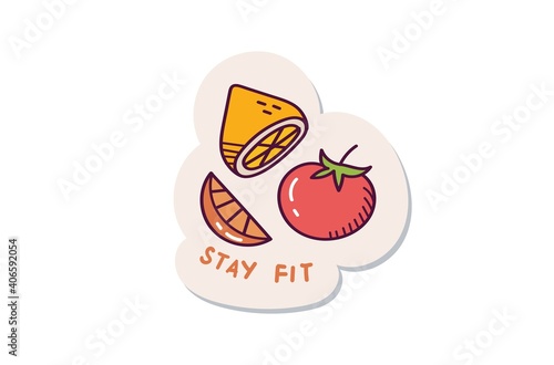 Cute healthy food sticker design