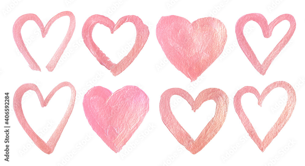 Collection of luxurious pale pink hearts for Valentine's Day card. Love symbol. Collection of luxurious pale pink hearts for Valentine's Day card. Love symbol.
