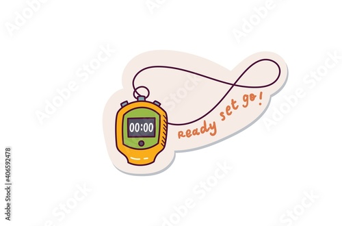 Cute stopwatch doodle sticker design