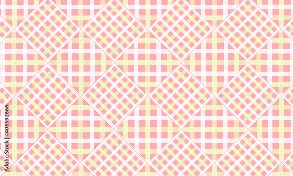 Fototapeta premium Orange & Yellow Plaid Patchwork Seamless Pattern