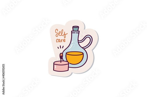 Aromatherapy candle with olive oil sticker design