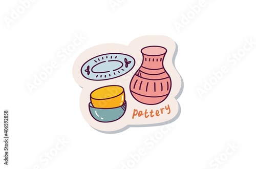 set of vase doodle sticker design