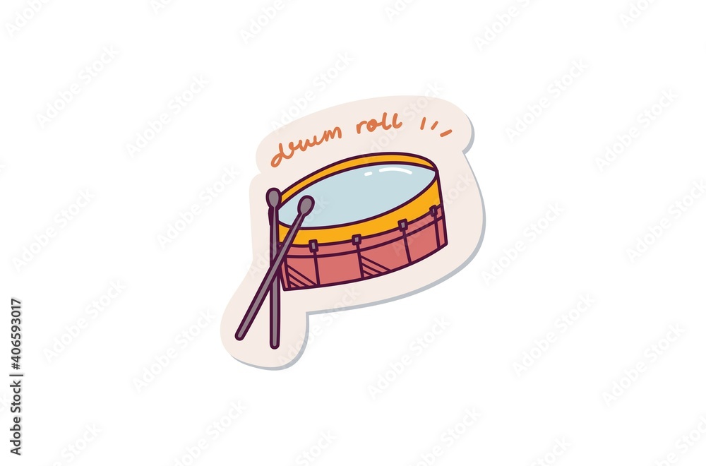 Cute drum doodle sticker design Cute drum doodle sticker design