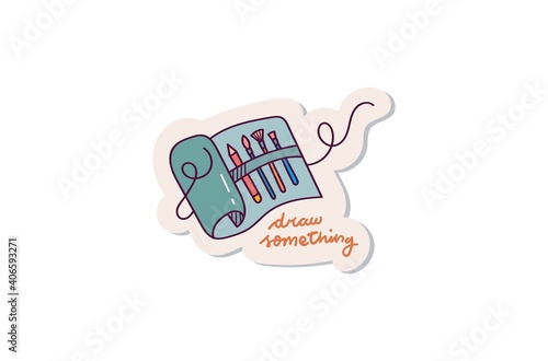 Set of painting equipment doodle sticker design 