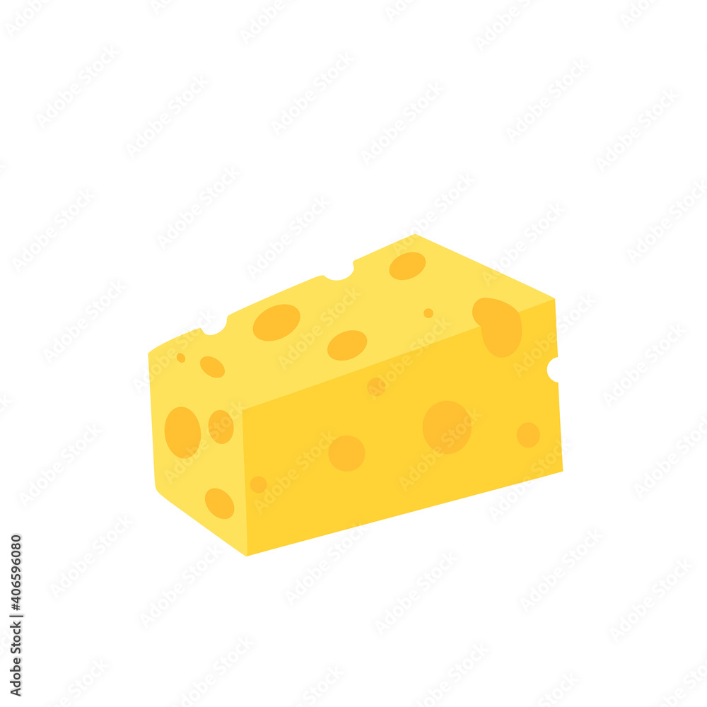 A piece of cheese on a white background A piece of cheese on a white background