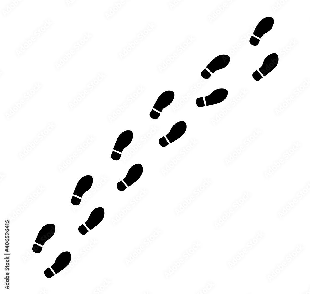 Footsteps, shoeprint icon isolated on white background. Vector illustration. Footsteps, shoeprint icon isolated on white background. Vector illustration.