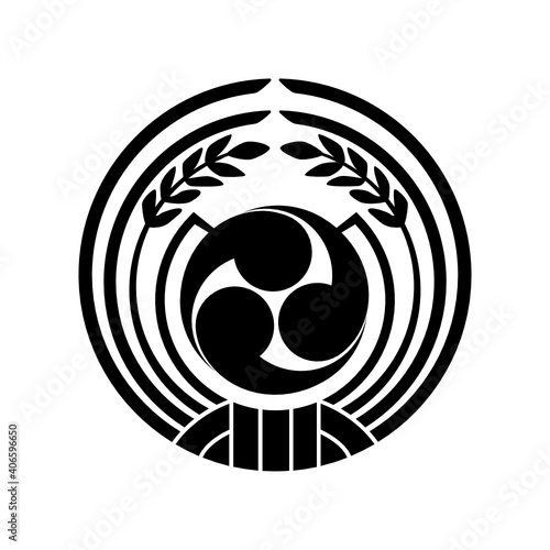 稲紋・抱き稲に左三つ巴（だきいねにひだりみつどもえ）
