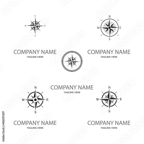 Set Compass Logo Template vector icon illustration design