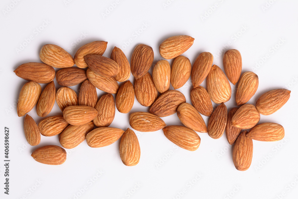 Almonds on white.