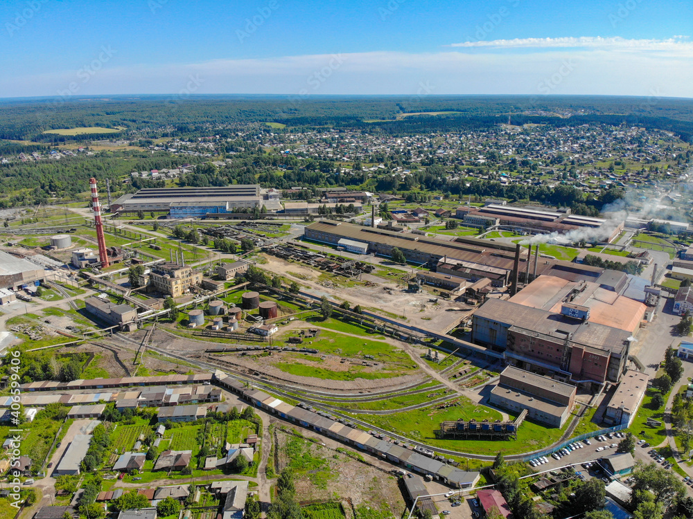 Aerial view of a metallurgical plant (Omutninsk, Kirov region, Russia)