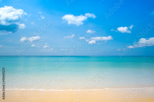 Beautiful Turquoise Sea and White beach sand in summer day. Nature beach sea in Andaman sea south of Thailand. At Similan Island Thailand. Nature and travel concept. © BUDDEE
