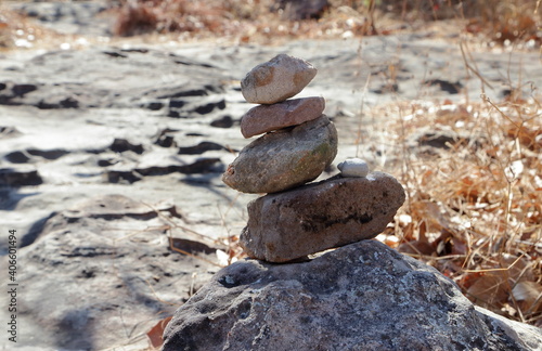 A pile of small rocks stacked together