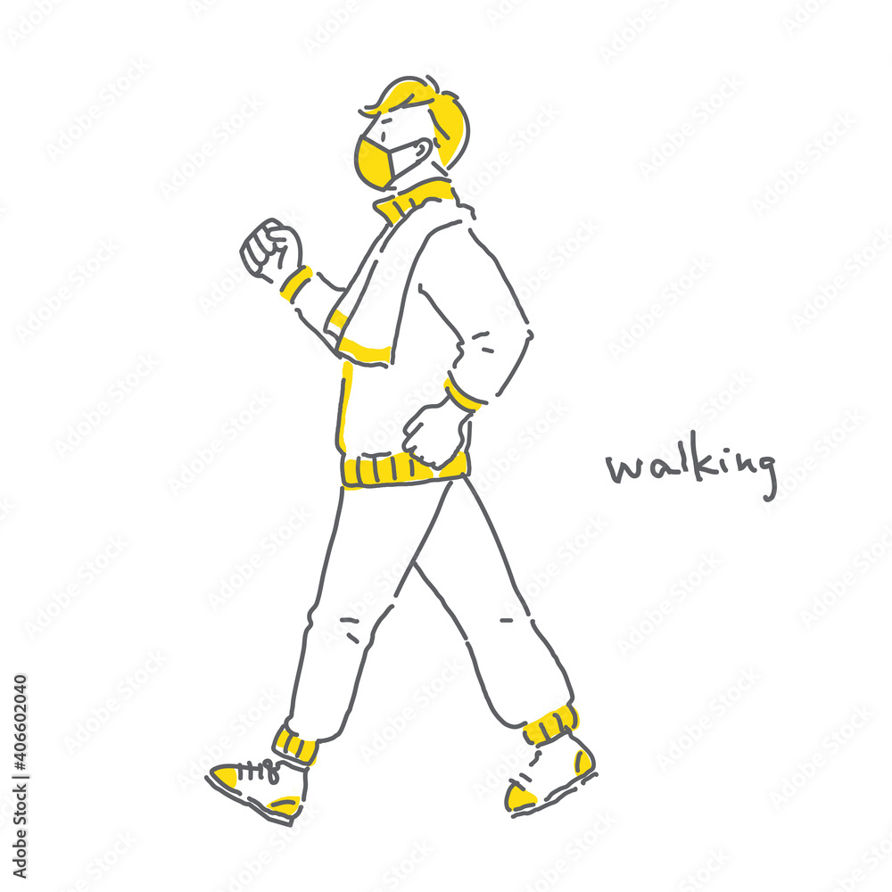 巣ごもりでの運動不足解消のためにウォーキングする男性のシンプルな手描きの線画イラスト素材 Stock Illustration Adobe Stock 巣ごもりでの運動不足解消のためにウォーキングする男性のシンプルな手描きの線画イラスト素材 Stock Illustration Adobe Stock
