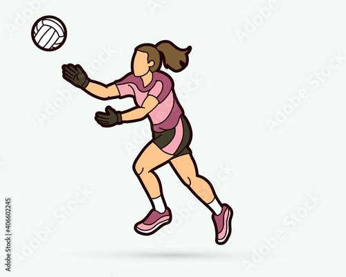 Gaelic Football female player cartoon graphic vector.	