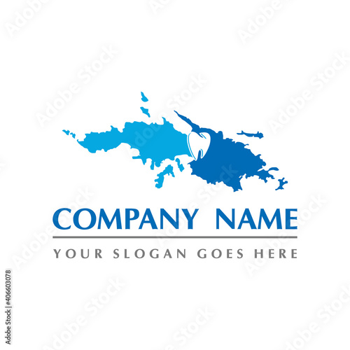 virgin island map and teeth dental care symbol logo vector