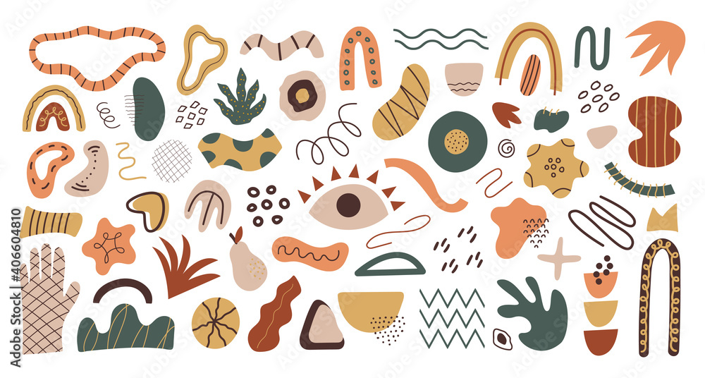 Vector set of abstract geometric shapes .Trendy organic and minimalistic design for banner, cover, wallpaper, stories background decoration. Horizontal background. EPS 10 Vector set of abstract geometric shapes .Trendy organic and minimalistic design for banner, cover, wallpaper, stories background decoration. Horizontal background. EPS 10