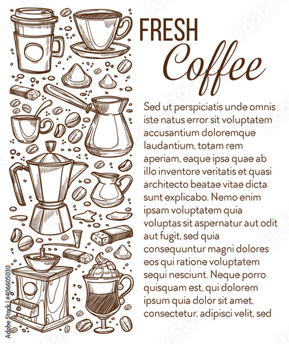 Fresh coffee beverages, cafe or restaurant vector