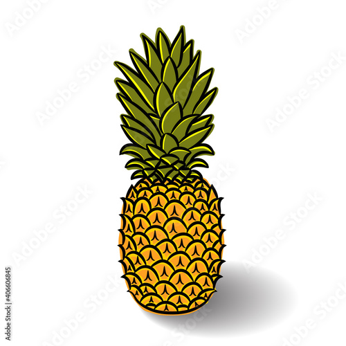 Kids doodle drawing of Pineapple isolated on white background. Hand drawn style sketch. Vector illustration