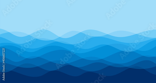 Blue water wave line deep sea pattern background vector illustration.