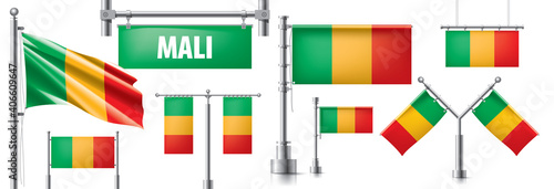 Vector set of the national flag of Mali in various creative designs