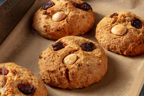 Принти на полотні Fat Rascals, typical English rock cookie, a close-up on a baking tray
