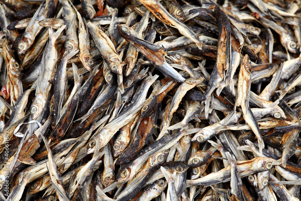 Small dry fish. Dried seafood sold in Indian market. Small dry fish. Dried seafood sold in Indian market.