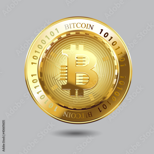 Crypto currency Bitcoin on isolated Background. Vector Illustration