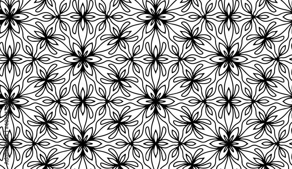 Seamless black and white geometries pattern in zentangle style. Basic and simple coloring book for adults, seniors, and beginner. Digital drawing. Floral. Flower. Oriental. Book Page. Hand drawing. Seamless black and white geometries pattern in zentangle style. Basic and simple coloring book for adults, seniors, and beginner. Digital drawing. Floral. Flower. Oriental. Book Page. Hand drawing.