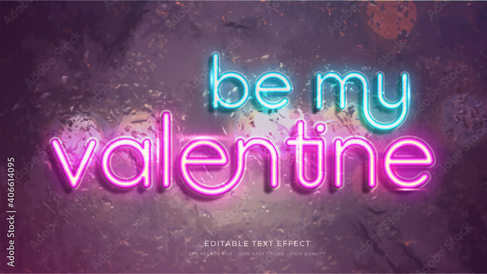 valentine neon light typography premium editable text effect