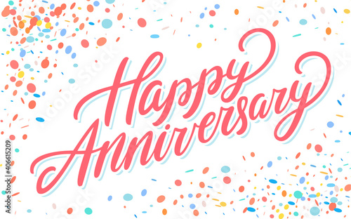 Happy anniversary. Vector lettering card.