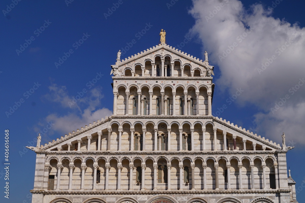 Facade of the cathedral of Pisa, Tuscany, Italy