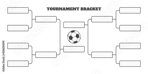 8 soccer team tournament bracket championship template flat style design vector illustration isolated on white background. Championship bracket schedule for soccer, football game spreadsheet.