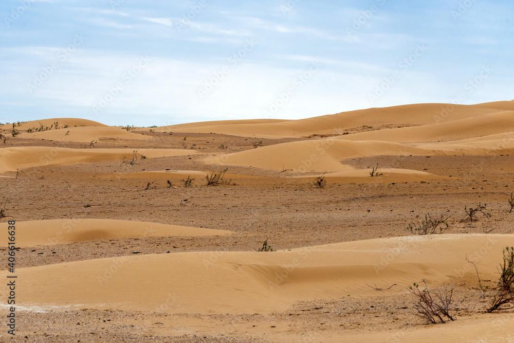 Bend of the ridge of a sand dune in the desert Bend of the ridge of a sand dune in the desert