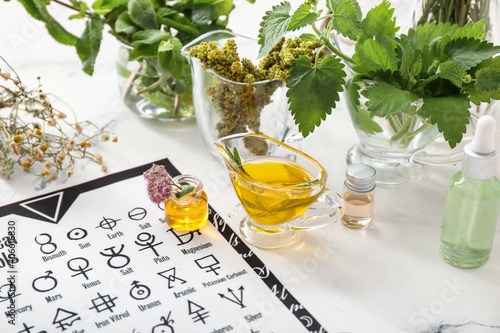 Alchemical symbols and ingr...