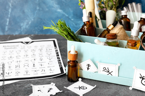 Alchemical symbols and ingr...