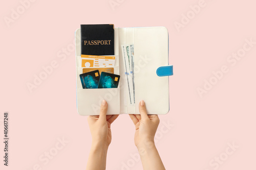 Female hands with travel or...