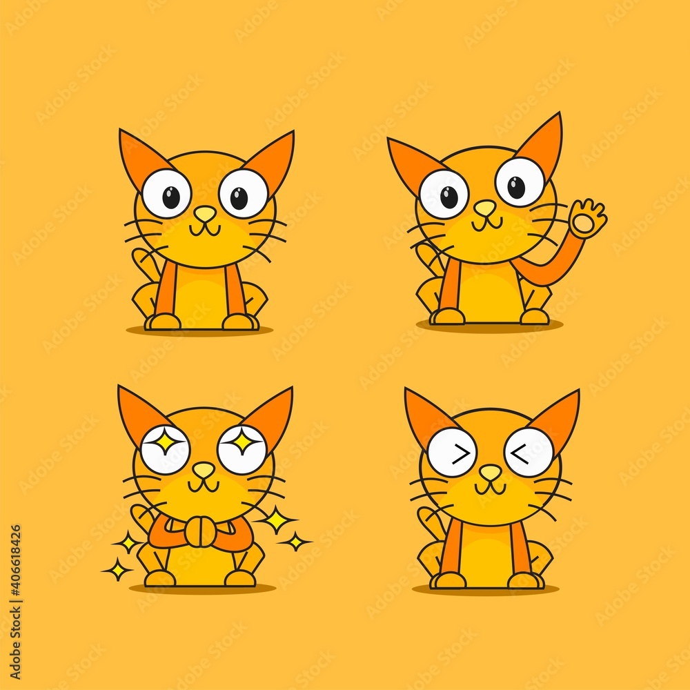 Cute cat happy expression set bundle