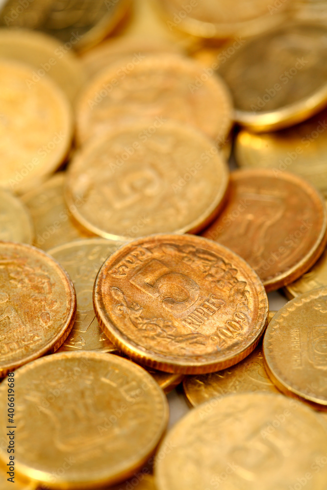 Pile of money ( Indian coin ) on white background Pile of money ( Indian coin ) on white background