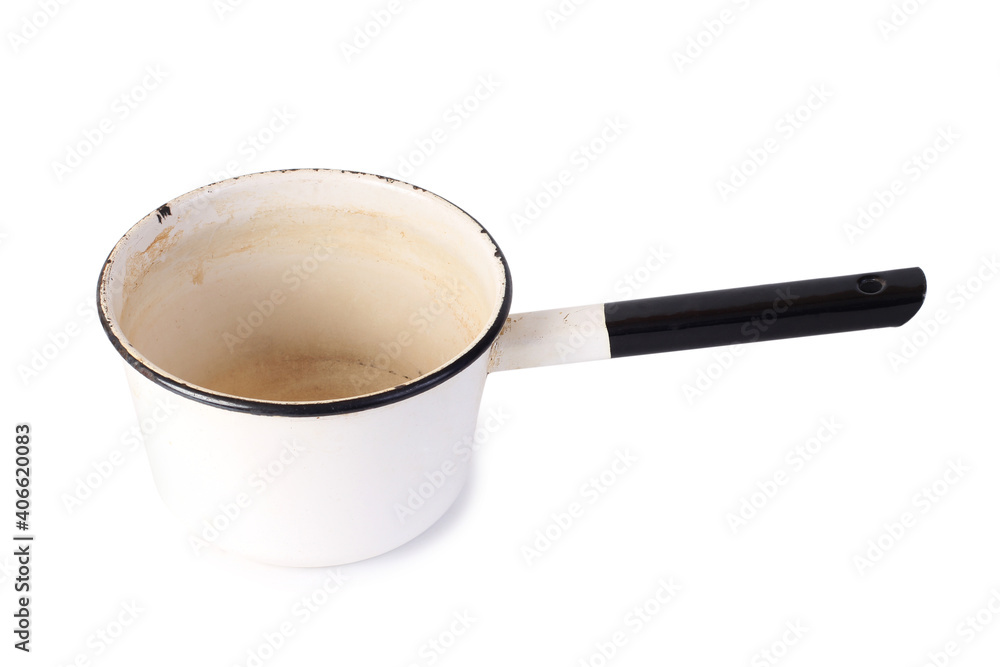 Enamelled kitchen ladle. Isolated object on white background Enamelled kitchen ladle. Isolated object on white background