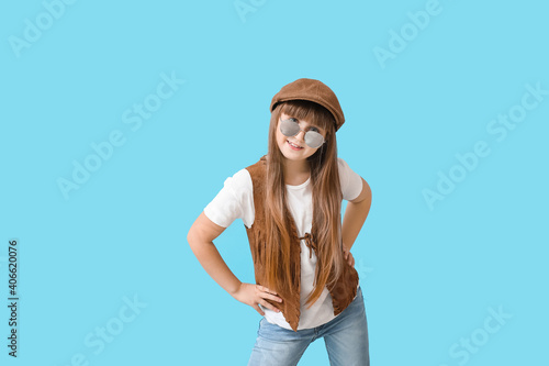 Cute little girl wearing st...