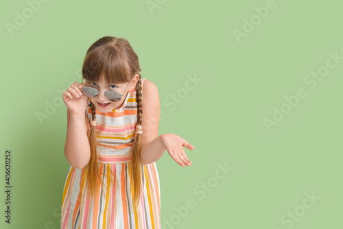 Cute little girl wearing st...