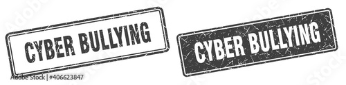 cyber bullying stamp set. cyber bullying square grunge sign