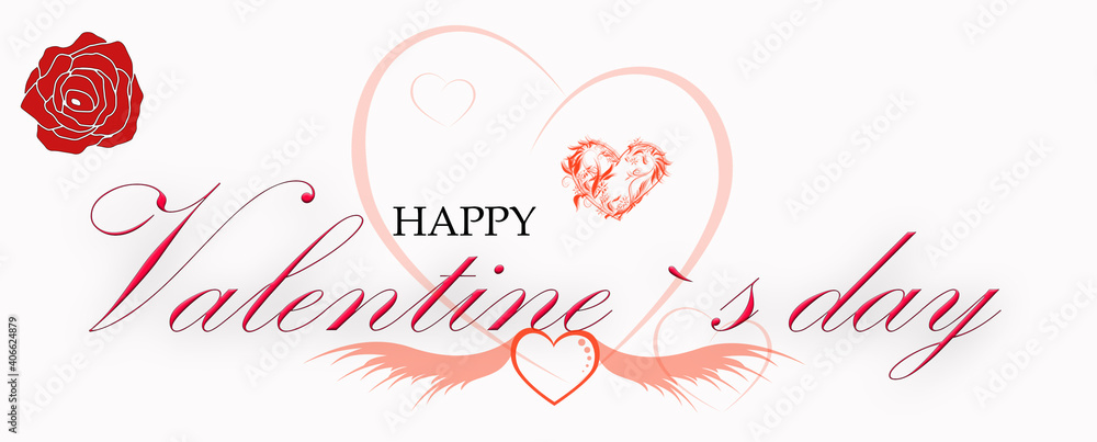 Happy Valentine`s day ilustration on white background