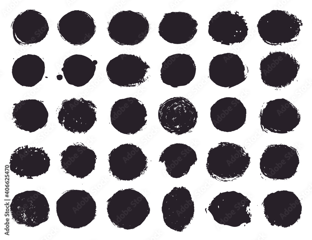 Paint brush stains. Vector grunge circle shapes. Paint brush stains. Vector grunge circle shapes.