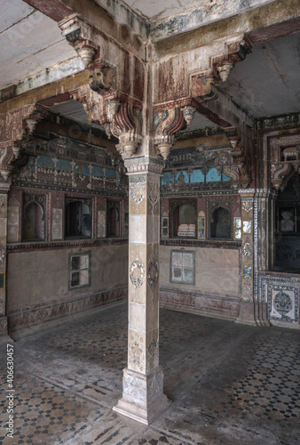 The 17th century Bundi Palace and wall paintings depicting the  divine games  of Krishna are the main treasure of the palace.